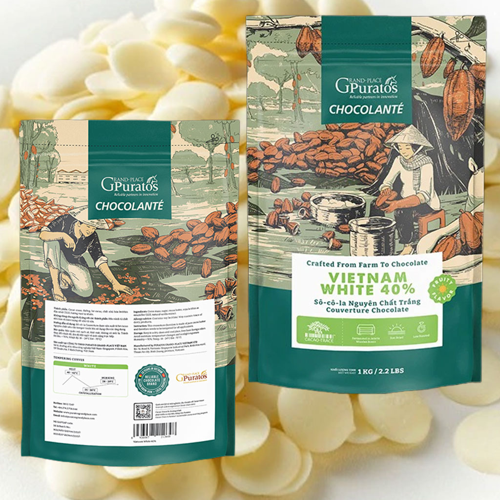 Sôcôla hạt nút trắng 40% Puratos White Chocolate 1kg