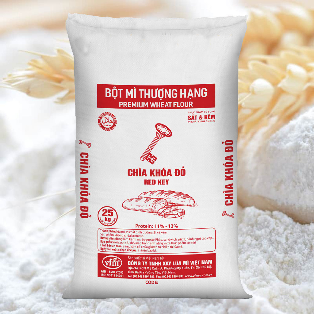Bột mì Chìa Khóa Đỏ Red Key Wheat Flour 25kg