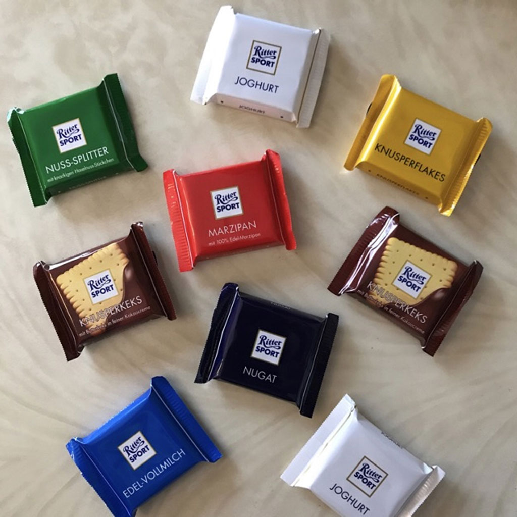 Hộp kẹo socola hỗn hợp hiệu Ritter Sport Squares 90g