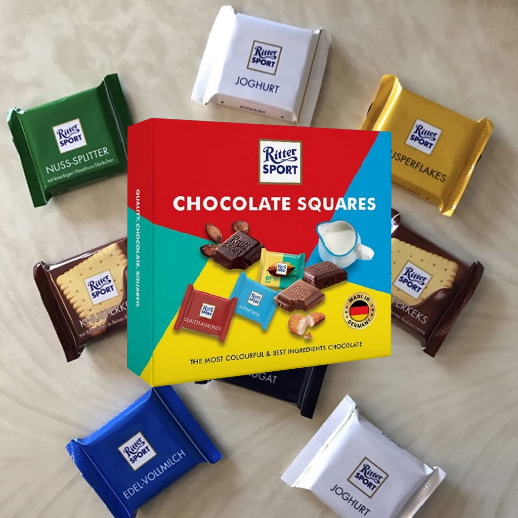 Hộp kẹo socola hỗn hợp hiệu Ritter Sport Squares 90g