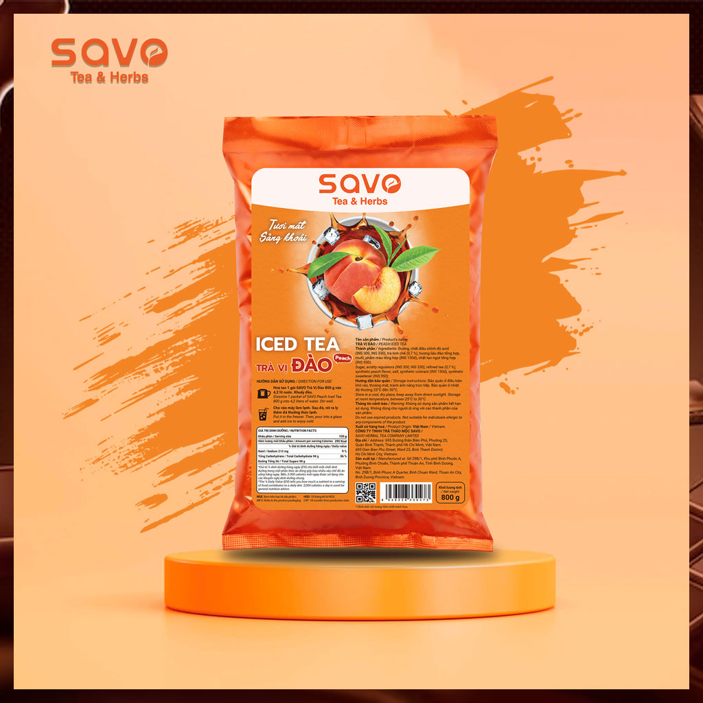 Trà Hòa Tan Savo Hương Vị Đào 800g