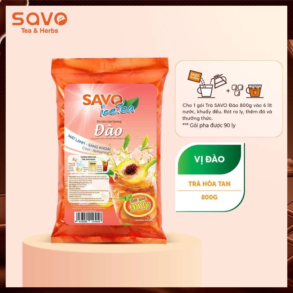 Trà Hòa Tan Savo Hương Vị Đào 800g