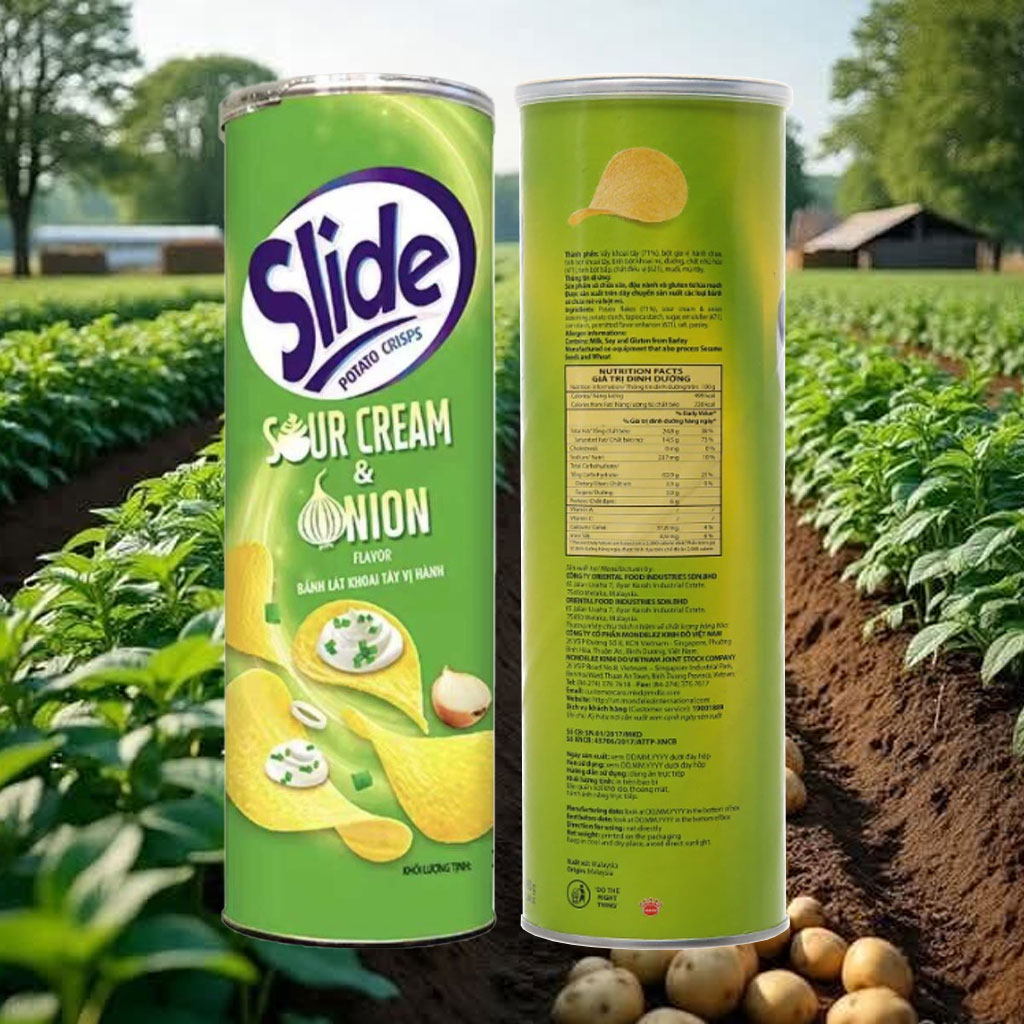 Snack Khoai Tây Vị Hành Slide Potato Cream Onion 150g