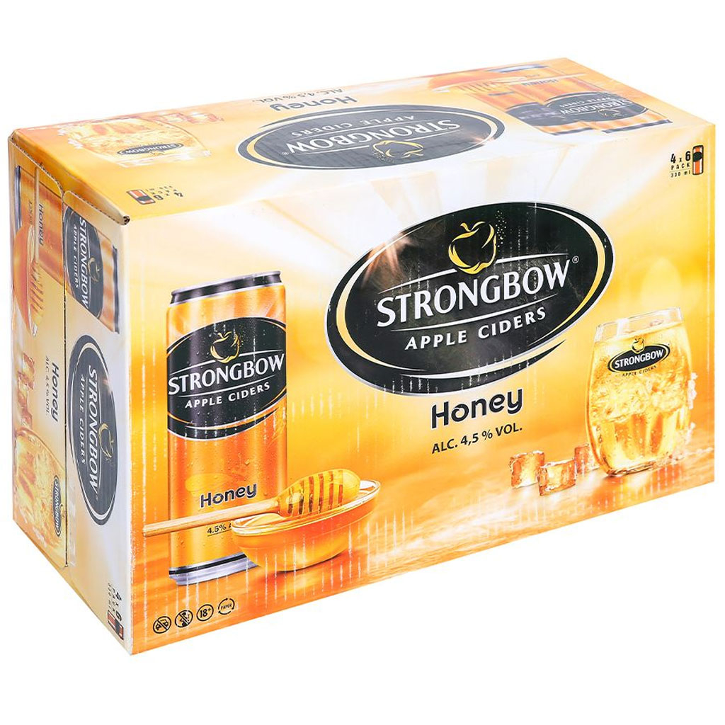 Bia trái cây vị táo mật ong Strongbow Apple Cider Honey lon 330ml