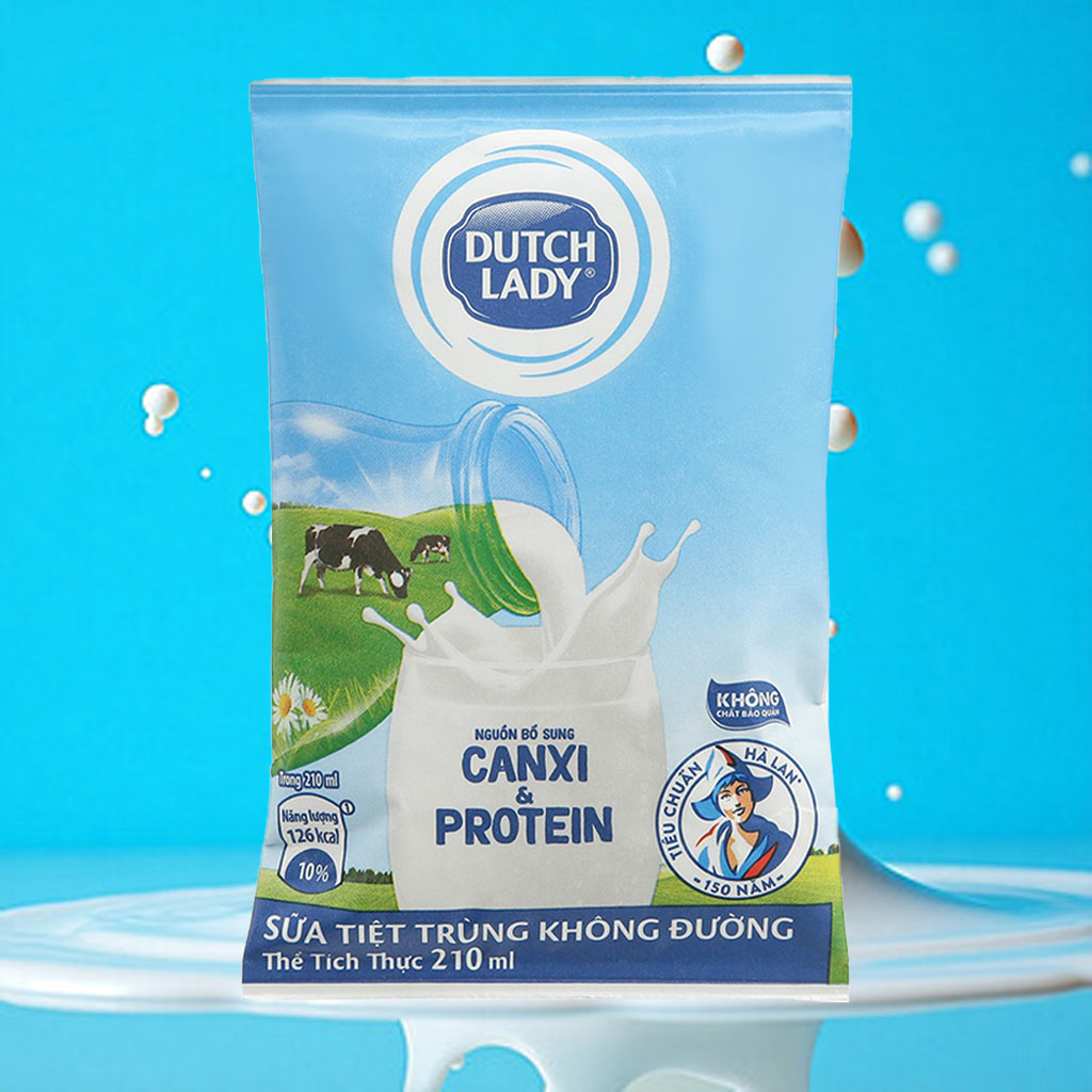 Sữa tươi tiệt trùng không đường Dutch Lady gói 210ml