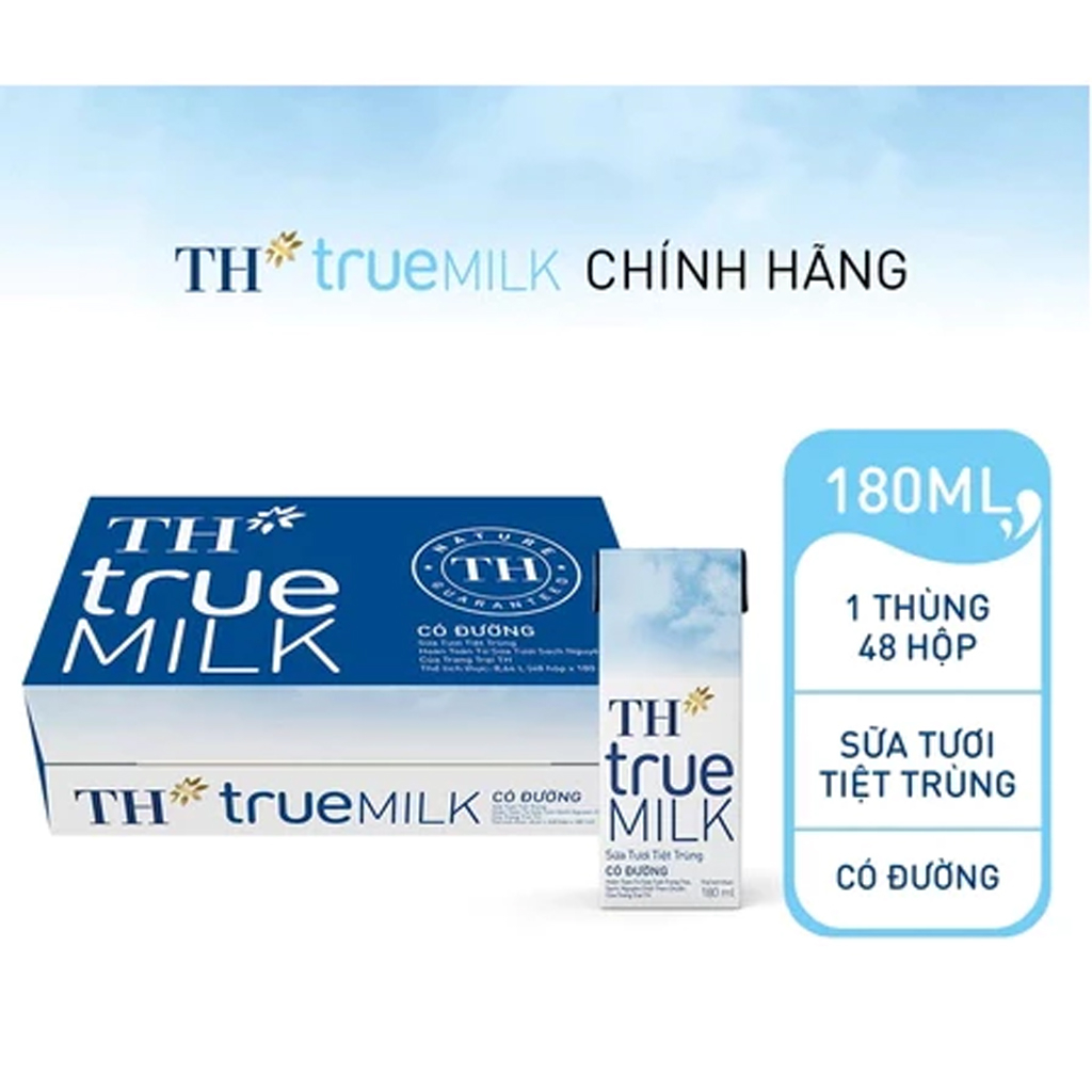 Sữa tươi tiệt trùng có đường TH true MILK 180ml