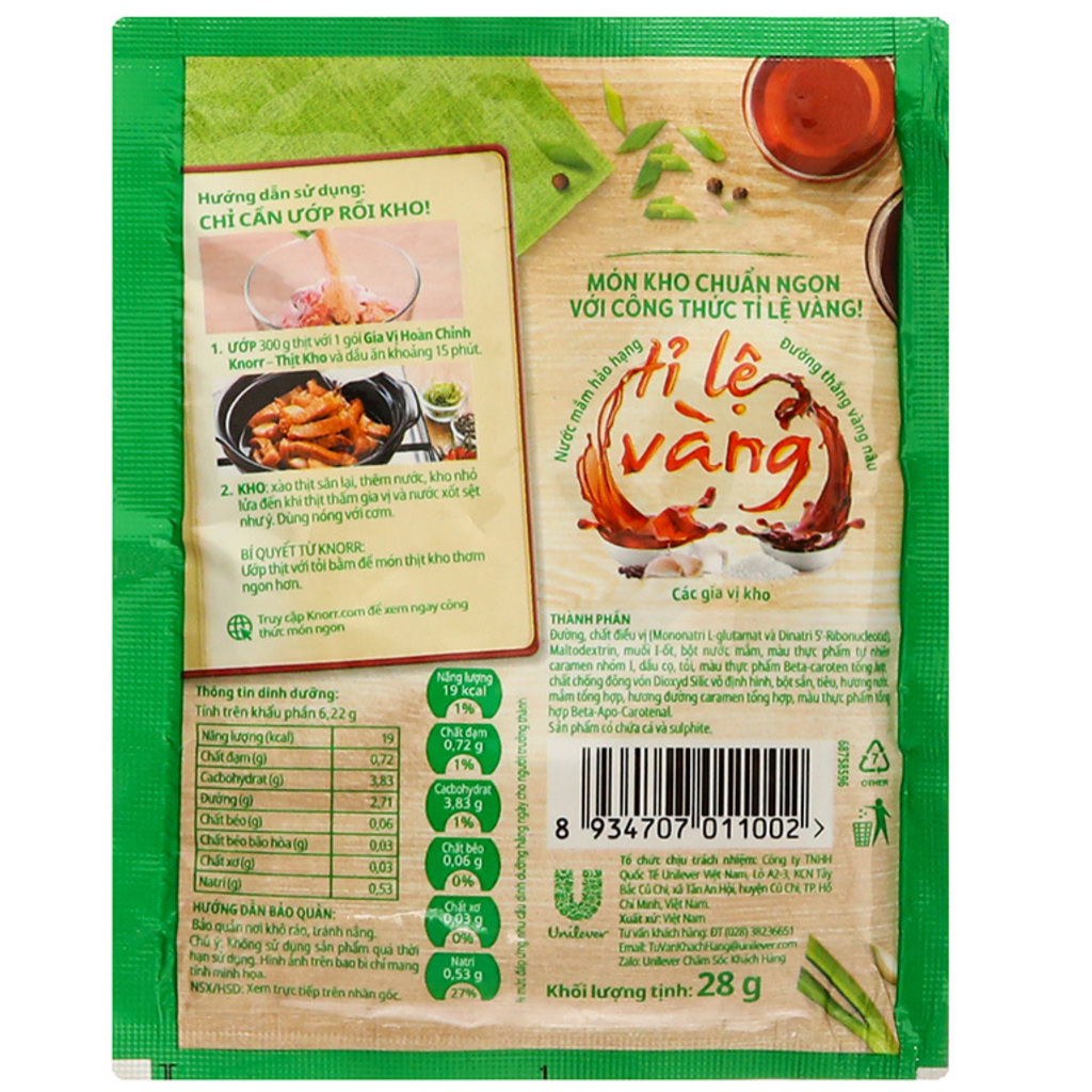 Gia vị hoàn chỉnh thịt kho Knorr 28g