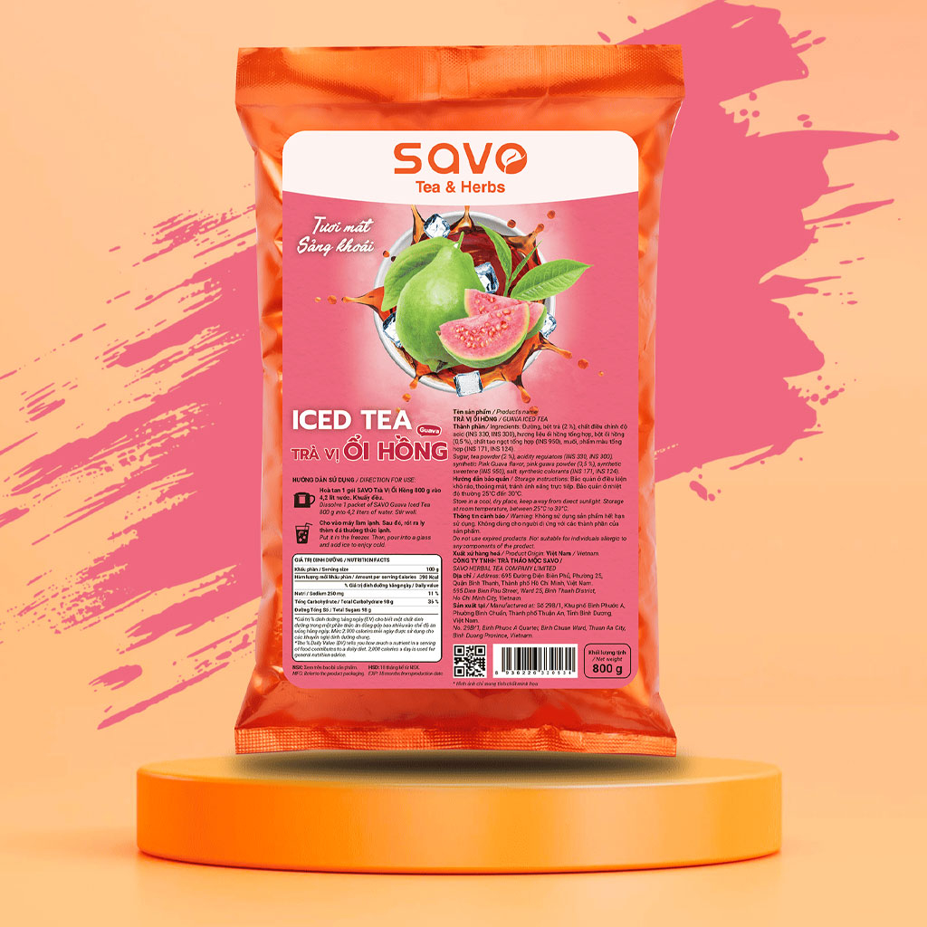 Trà Hòa Tan Ổi Hồng SAVO Iced Tea Túi 800g