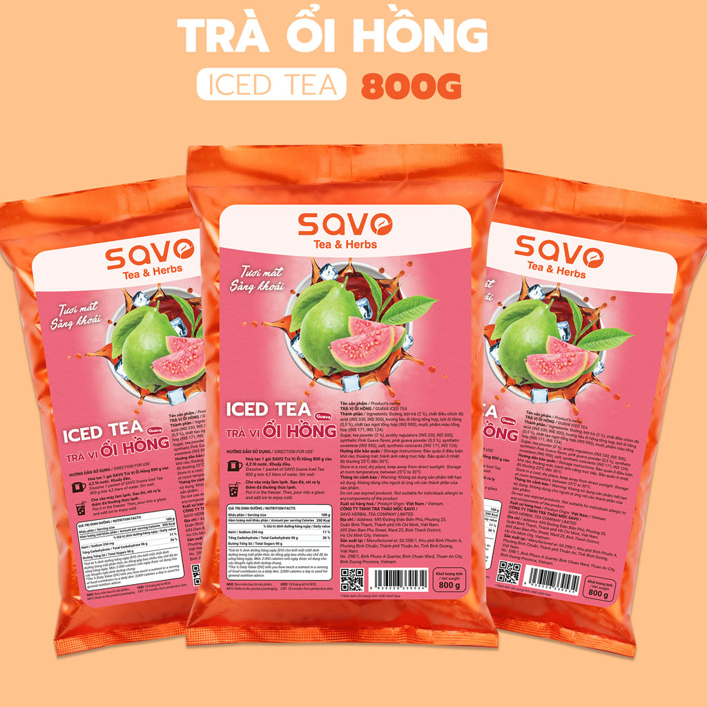 Trà Hòa Tan Ổi Hồng SAVO Iced Tea Túi 800g