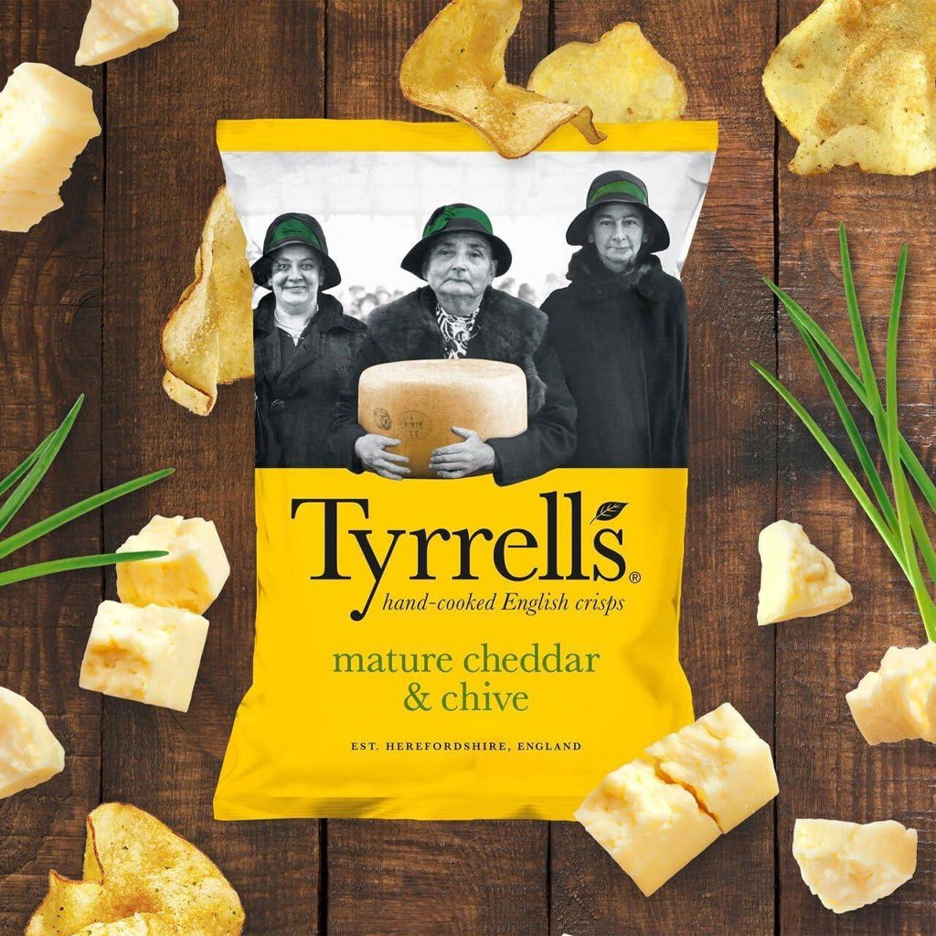 Khoai tây chiên vị hẹ phô mai Tyrrells gói 150g F119176