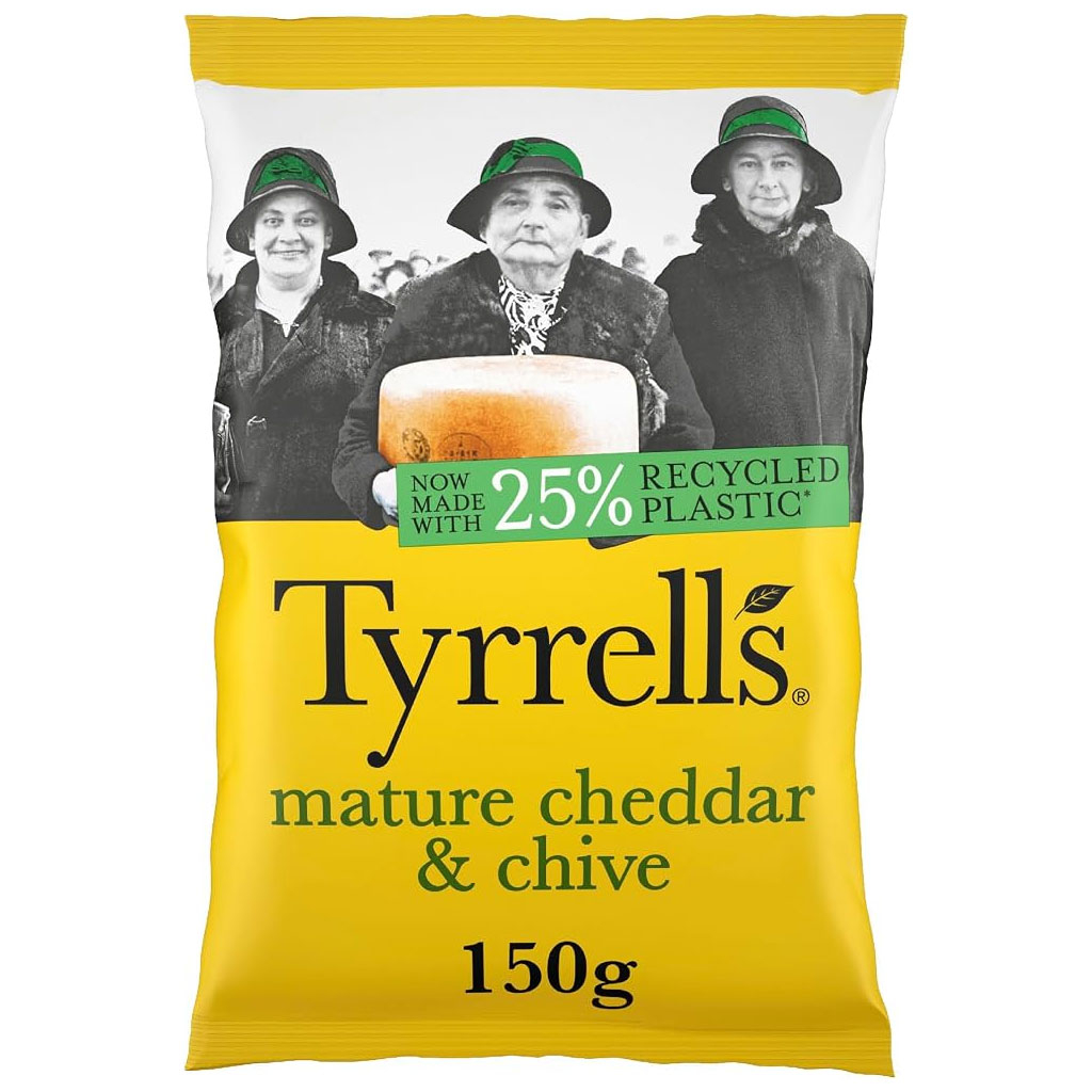 Khoai tây chiên vị hẹ phô mai Tyrrells gói 150g F119176
