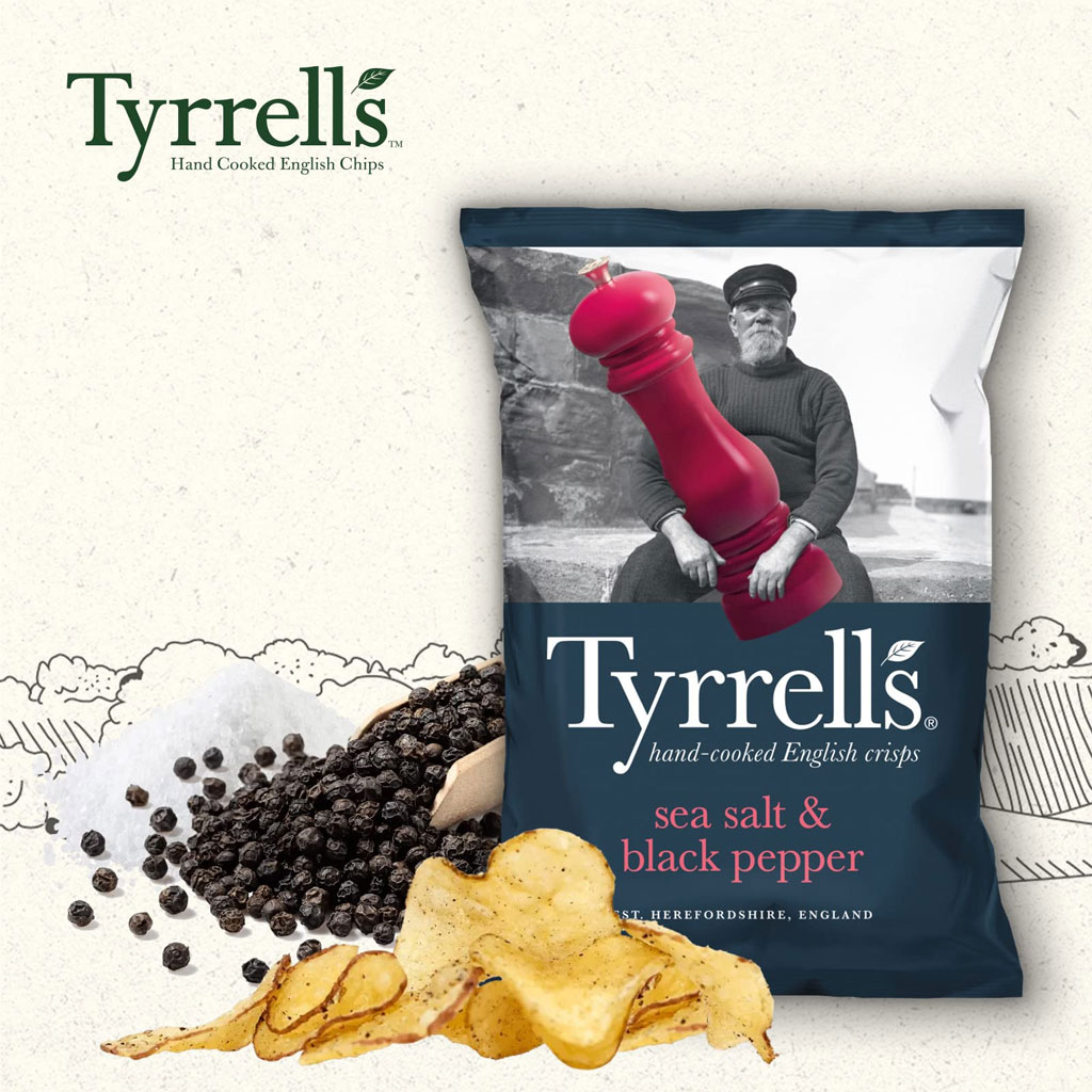Khoai tây chiên muối tiêu Tyrrell's gói 150g F119179