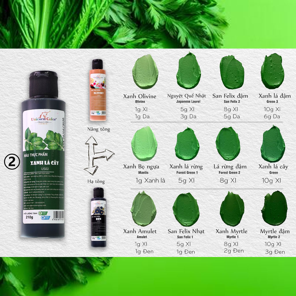 Màu thực phẩm xanh lá cây Unicorn 210g