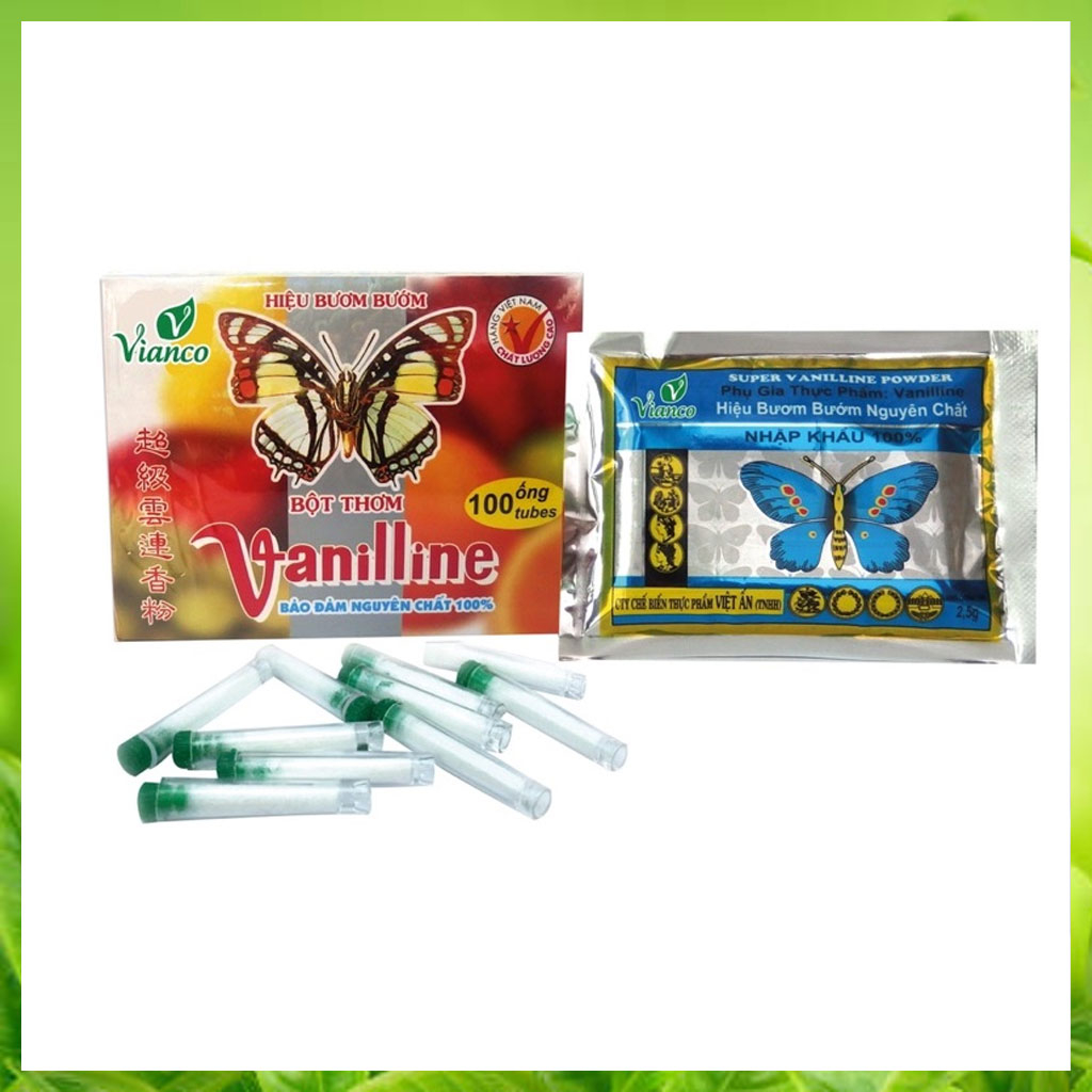 Bột thơm Vanilline Con Bươm Bướm hộp giấy 100 ống
