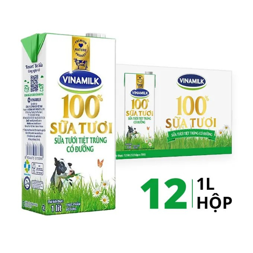 Sữa tươi tiệt trùng có đường Vinamilk 1L