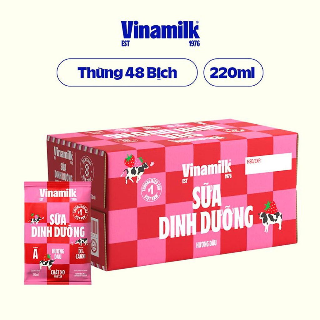 Sữa dinh dưỡng hương dâu Vinamilk 220ml
