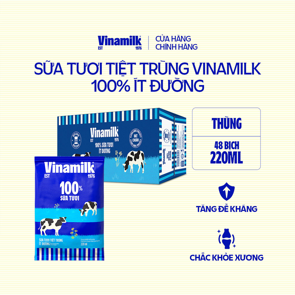 Sữa dinh dưỡng ít đường Vinamilk 220ml
