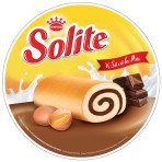 Bánh bông lan cuộn kem vị socola Solite hộp 360g Bánh bông lan cuộn kem vị socola Solite hộp 360g